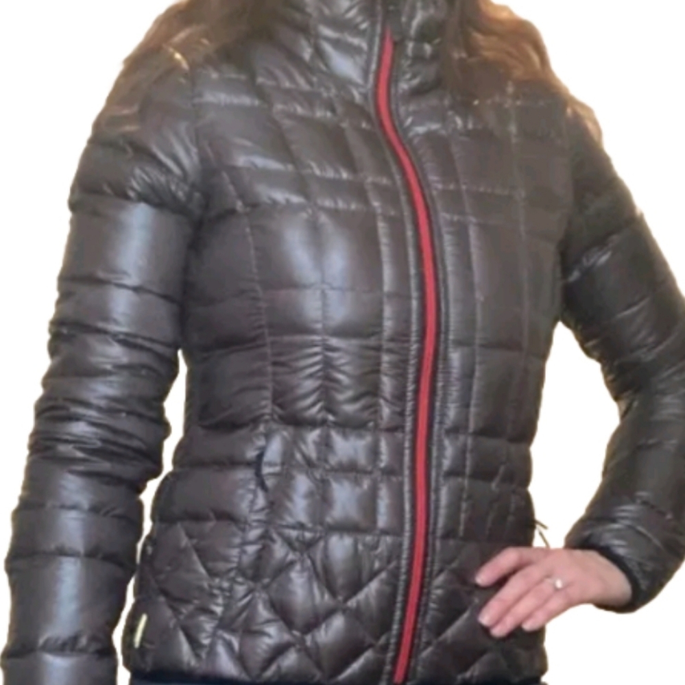 Lole Full Zipper Lightweight Puffer Jacket Quilt Silver Down Feather Size XS